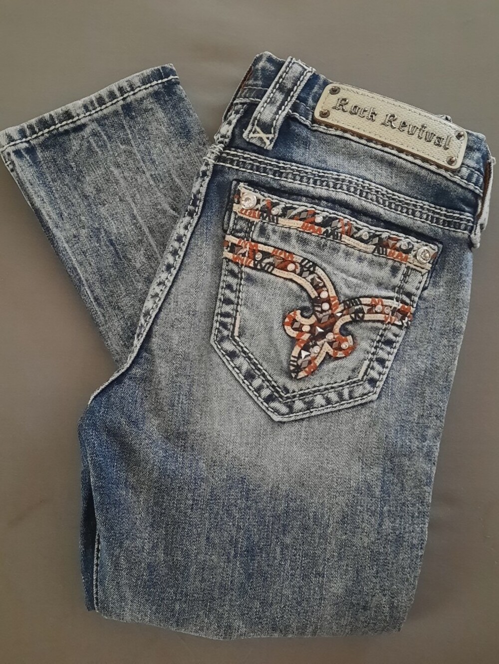 Rock Revival Sherry Skinny Jeans Embroidered Bling Size 26